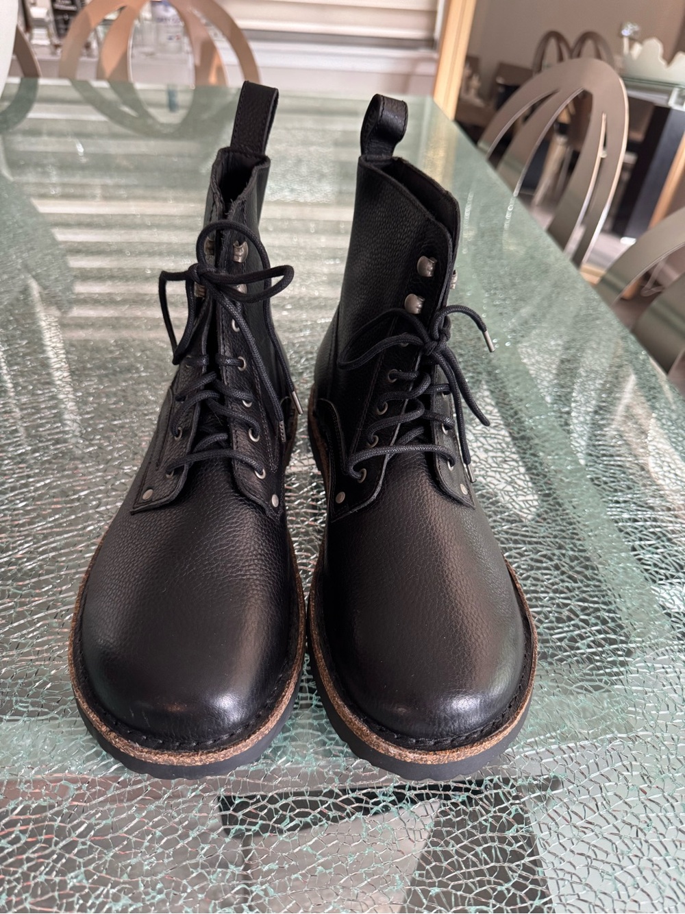 Birkenstock Men's Black Leather Lace-Up Boots 45